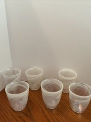 6 Artistic Accents White Opalescent Swirl Iridescent Hand Blown Tumbler Glasses