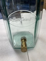 Green Glass Drink Dispenser Brass Spigot Made In Italy SVE Gallon Vintage