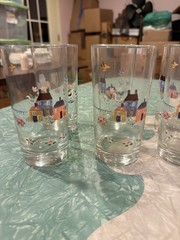 Lot Of 8 Vintage Heartland International Pattern Glasses 12 Oz