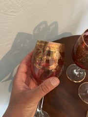 Vintage Italian Murano Style Gold Rimmed Wine Glasses Set of 6