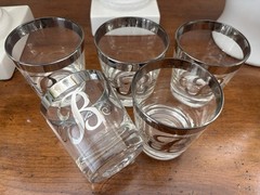 Set Of 5 Short Cocktail Glasses 3.25” Tall Monogram “B” Dorothy Thorpe Glasses