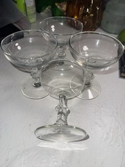 Set Of Three LIBBY Georgian lead CRYSTAL Stemmed CHAMPAGNE martini GLASSES XTRA