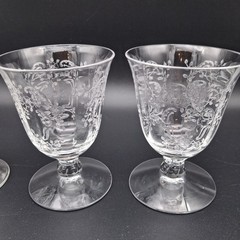 Fostoria Meadow Rose Etched Oyster Fruit Cocktail Juice Glasses 3 5/8” Set of 4