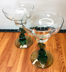 Margarita Glasses Cristal D’Arques Set of 2 Vtg Cactus Man Sombrero Stem Siesta