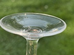 Antique 18th Century Engraved Blown Flint Glass Wine Or Ale Glass 1780