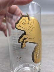Vintage Taurus Glass Zodiac Glass Cup With 22K Gold Details By Anchor Hocking