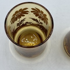 Vintage Libbey Amber Daisy Glasses Set of 2, 8 oz, Retro Amber Glass 3.5×2.25”