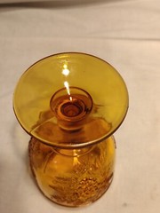 LE Smith Amber Glass Goblet Relief Vine And Grapes Scarce