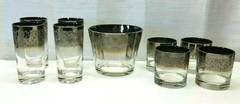 Vintage Dorothy Thorpe Silver Fade Tumbler Glass Highball Whiskey Ice Bucket MCM