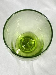 Set of 2 Vintage Lime Green Footed Drinking Glasses Goblets Tumblers 5.5”