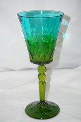 Venetian Glass Ombre Gradient & Diamond Pattern Blue / Green Glass, 8 1/8″ (B5)