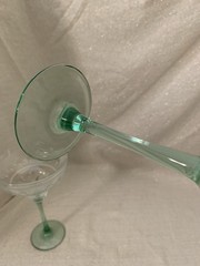 Vtg Durand Cristal D’arques Green Stem Sombrero Margarita Set 2 Embossed Glasses