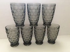 7 Federal Glass Yorktown Sundown Smoke Gray Water Ice Tea Glasses 5 3/8” 12 Oz