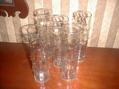 Set of 5 Tiki Bar 9″ Tall Bamboo Hi-Ball Clear Cocktail 16 Ounce Glasses