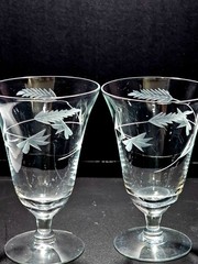 4 Weston Vintage Flower Ice Tea Glasses 5.5″ romantic floral elegant stemware
