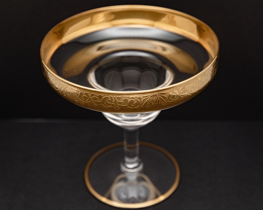 Vintage Glastonbury Lotus Rambler Rose 1125 Gold Rim Stemware Glass