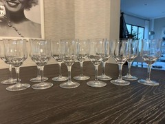 Baccarat Capri Optic Crystal Tall Water Goblets Set of 12 Signed France 7 1/8″