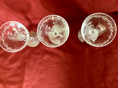 Fostoria Etched Holly Tall Cocktail Goblets Set of 3