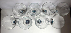 * Wine Glasses W Cobalt blue, turquoise and silver stems, Stunning, 8″ tall