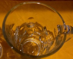 Set of 2 Vintage Thumbprint Dimple 14 oz Clear Heavy Glass Beer Mugs 4.75″ tall