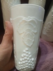 Set Of Eight Indiana Milk Glass 1950’s Colony Harvest Grapes 12 Oz Tumblers