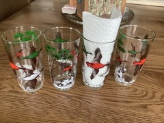 Hazel Atlas Waterfowl English Setter Iced Tea Glass Tumbler Mid Century