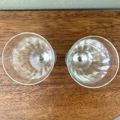 8 Vintage Iridescent Rainbow Optic Panel Stemmed Tulip Wine Glasses Goblets 6”