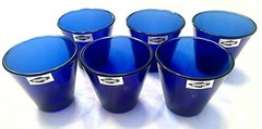 Set of 6 Vintage Nuutajarvi Notsjo #2744 “Kartio” Hand Blown Cobalt Blue Glasses