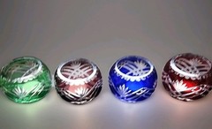 Vintage Bohemian 5th Avenue Crystal Votive, Dish, Decor Set Of 4