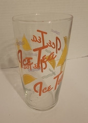 Vintage 1970’s Iced Tea Glass Ribbed Bottom 26 oz, See Factory Dimple on Top Rim