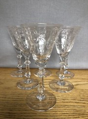 6 Vtg Glastonbury Lotus Hostess Pattern 6” Wine Cordial Stems -Gorgeous -Rare!