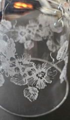 6 RARE Vintage Etched Wine Glasses Flower Leaf Depression Green Glow 8″ FREESHIP