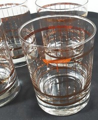 MCM Culver Set 4 Devon Gold Vertical Stripe Double Rocks Glasses Excellent