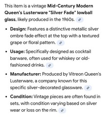 4 Pc Mid-Century Modern Queen’s Lusterware Silver Fade Lowball Glass Set