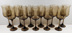 11 Libbey Connoisseur Tawny Water Goblets Set Vintage Elegant Stemware Retro Lot