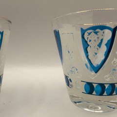 Vintage Mid-Century Modern Old Fashioned Glasses, Set of 2 – Gold & Blue