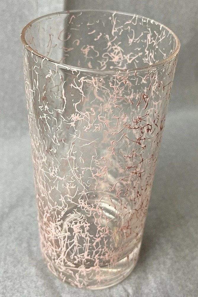Spaghetti Glass Clear and Pink Tumbler