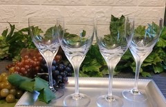 Rosenthal IRIS Frosted Stem (4) Wine Water Glasses Goblets, 8.25″ Tall