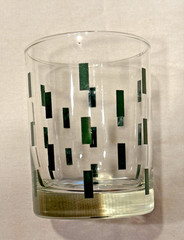 Vintage Libbey Green Mod Geometric Rectangle Tumbler MCM Barware Glass 12oz 4.25