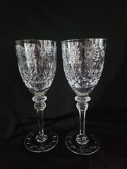 2 Rogaska Gallia Crystal Water Wine Glasses Goblets 7 3/4 Inch Tall EXCELLENT