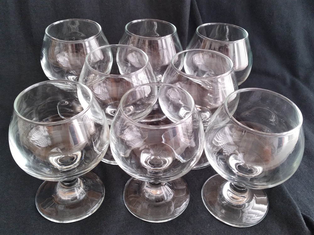 Vintage MCM 4” Clear Brandy / Cognac / Aperitif Glass / Snifter (Set of 8)