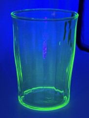 Green Uranium Glass 3 1/4” Optic Paneled Juice Glass