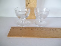 Set of 2 Cordial Aperitif Liqueur Stemmed Glasses Etched Floral 1.75″ Mini Stem