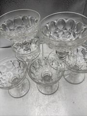 6 Vintage Pilgrim Jeanette Clear Glass Thumbprint Sherbet or Champagne