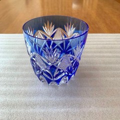Shimizu Glass Edo Kiriko Crystal Rock Glass Stack Yarai 270ml Used