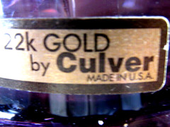 1 MCM Vintage Culver 22K Gold Trim PURPLE! Coffee Mug CHICAGO 4″ Signed VGC