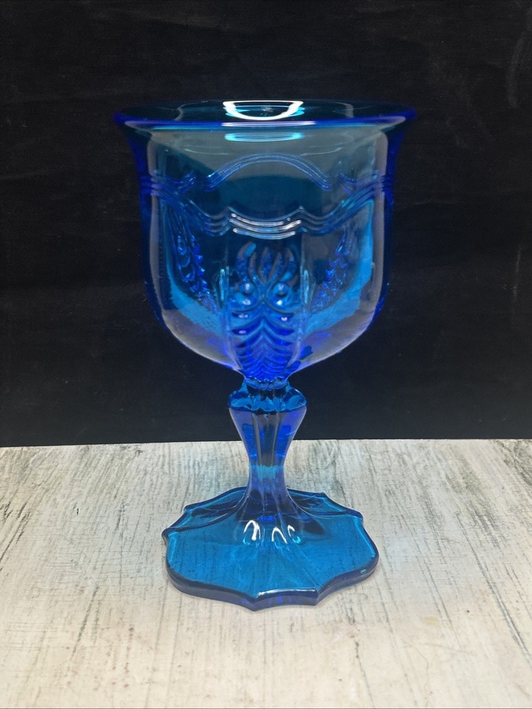 Fenton Vintage Empress Colonial Turquoise Blue 6 1/2” Water Goblet