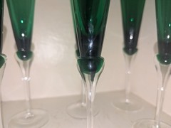 Lenox Set of 6 Holiday Gems Emerald Fluted Toasting Champagne Flutes Long Stem