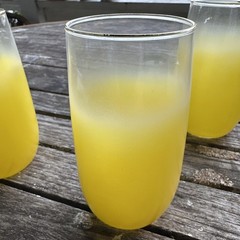3 Blendo Yellow Frosted Tumblers 5″ West Virginia Glass W/ Gold Rim