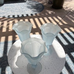 Frosted Blue Satin Glassware Fountainware Sundae Ice Cream Parlor